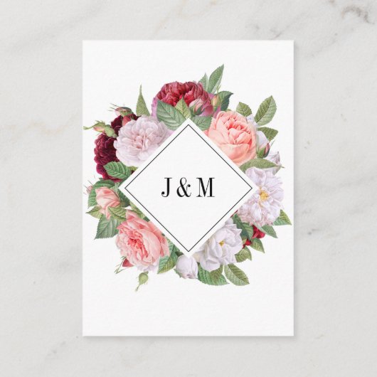 Elegante Floral Monogram Wedding QR Code UAWG Begleitkarte (Rückseite)