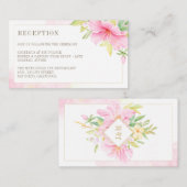 Elegante Floral Monogram Wedding Reception Begleitkarte (Vorne/Hinten)