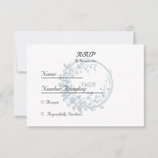 Elegante Floral Monogram Wedding Response Card RSVP Karte (Vorderseite)