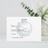 Elegante Floral Monogram Wedding Response Card RSVP Karte (Stehend Vorderseite)