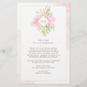 Elegante Floral Monogram Wedding Welcome Itinerary (Vorderseite)