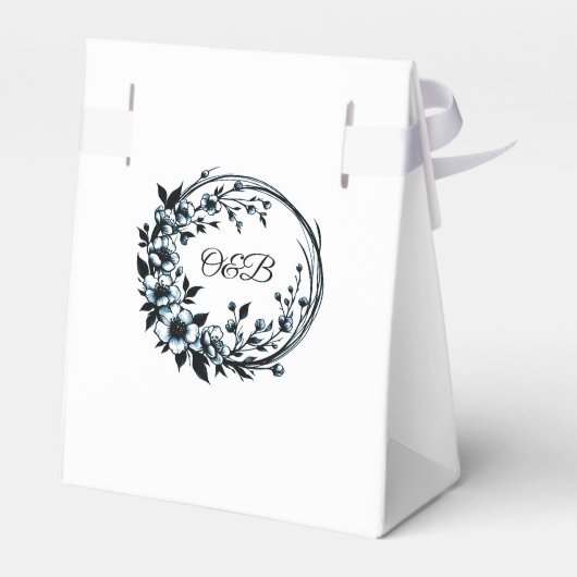 Elegante Floral Monogramm-Gastgeschenk Hochzeit Geschenkschachtel (Rückseite)