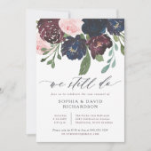 Elegante Floral Navy und Pflaume | Vow Renewal Einladung (Vorderseite)