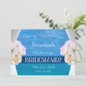 Elegante Floral Ocean Beach Bridesmaid Einladung (Stehend Vorderseite)
