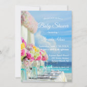 Elegante Floral Ocean Beach Summer Baby Dusche Einladung (Vorderseite)