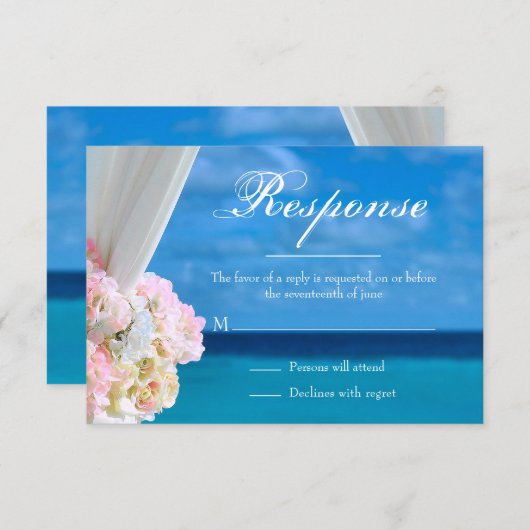 Elegante Floral Ocean Beach Summer RSVP Card (Vorne/Hinten)