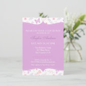 Elegante Floral Pattern Butterfly Babydusche Einladung (Stehend Vorderseite)