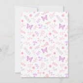 Elegante Floral Pattern Butterfly Babydusche Einladung (Rückseite)