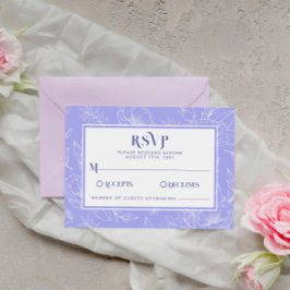 Elegante Floral Periwinkle Boho Moderne Hochzeit RSVP Karte