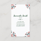 Elegante Floral Personalize Business Card Visitenkarte (Rückseite)