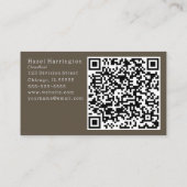 Elegante floral QR Business Card Schwarz Beige Visitenkarte (Rückseite)