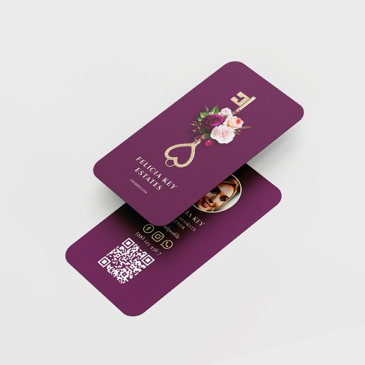 Elegante Floral Real Anwesen Agent Realtor Visitenkarte