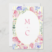 Elegante Floral Regency Monogram Wedding Einladung (Vorderseite)