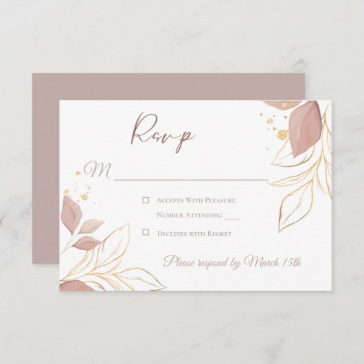Elegante Floral Response Card RSVP Karte (Vorne/Hinten)