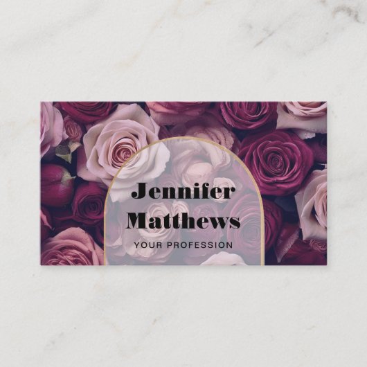 Elegante floral Rose QR Code Business Card Visitenkarte (Vorderseite)