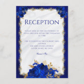 Elegante Floral Royal Blue Wedding Reception Begleitkarte (Vorderseite)
