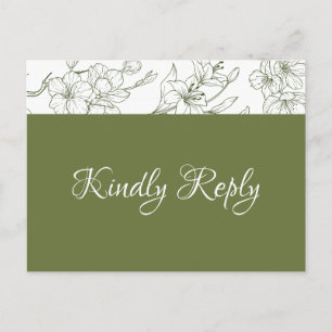Elegante floral Sage Green Wedding RSVP Postcard Postkarte