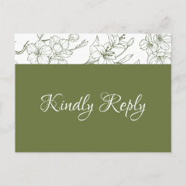 Elegante floral Sage Green Wedding RSVP Postcard Postkarte
