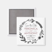 Elegante Floral Save the Date Magnet (Vorderseite/Rückseite)