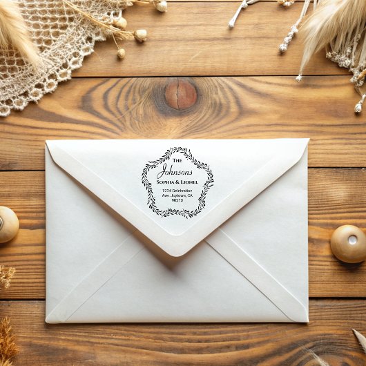 Elegante Floral Simple Wedding Rücksendeadresse Gummistempel