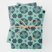 Elegante Floral & Star-Muster in Mint Tones Geschenkpapier Set (Beispiel)