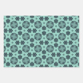 Elegante Floral & Star-Muster in Mint Tones Geschenkpapier Set (Vorderseite)