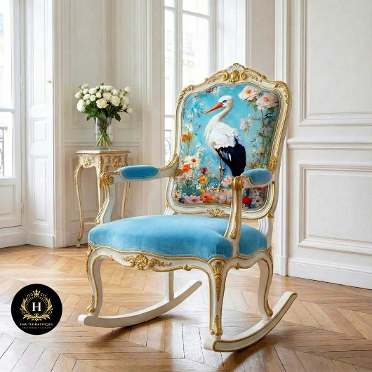 Elegante Floral Stork Decoupage Seidenpapier