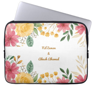 Elegante Floral- und Namens-Junggesellinnenabschie Laptopschutzhülle