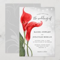 Elegante Floral Wasserfarbe Rote Calla Lily Hochze