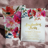 Elegante Floral Water Graduation Party Einladung