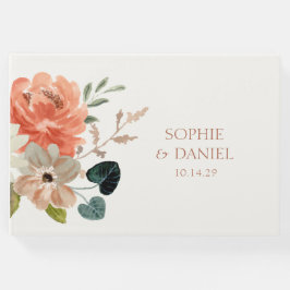 Elegante Floral Watercolor Couple Initials Hochzei Gästebuch