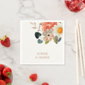 Elegante Floral Watercolor Couple Initials Hochzei Serviette (Beispiel)