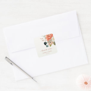 Elegante Floral Watercolor Couple Wedding Vielen D Quadratischer Aufkleber