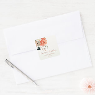 Elegante Floral Watercolor Couple Wedding Vielen D Quadratischer Aufkleber