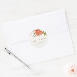 Elegante Floral Watercolor Couple Wedding Vielen D Runder Aufkleber