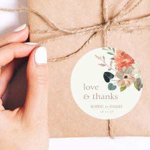 Elegante Floral Watercolor Couple Wedding Vielen D Runder Aufkleber