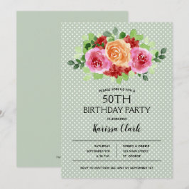 Elegante Floral Watercolor Einladung zum Geburtsta