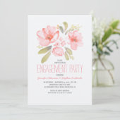 Elegante Floral Watercolor Engagement Party Einladung (Stehend Vorderseite)