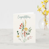 Elegante Floral Watercolor Herzlichen Glückwunsch Karte (Gelbe Blume)