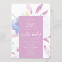 Elegante Floral Watercolor Lila Hello Baby Shower