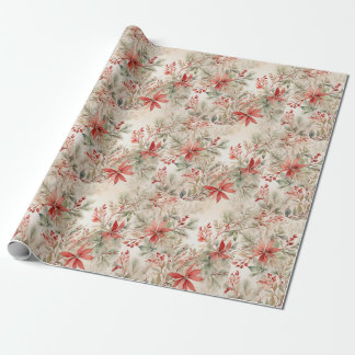 Elegante Floral Watercolor Weihnachten Geschenkpapier