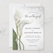 Elegante Floral Watercolor White Calla Lily Weddin Einladung (Vorderseite)