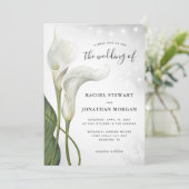 Elegante Floral Watercolor White Calla Lily Weddin Einladung (Stehend Vorderseite)