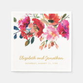 Elegante Floral Watercolor White Gold Hochzeit Serviette (Vorderseite)