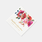 Elegante Floral Watercolor White Gold Hochzeit Serviette (Ecke)