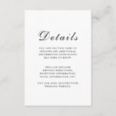Elegante Floral Wedding Guest Details Begleitkarte (Vorderseite)