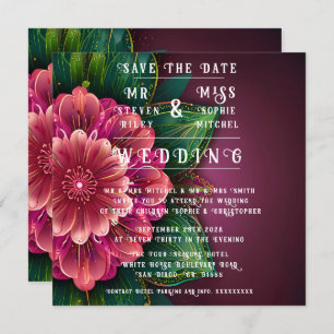 Elegante Floral Wedding Invitation Suite Save The Date