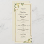 Elegante Floral Wedding Rose Gold Frame Eggshell Menükarte (Vorne/Hinten)
