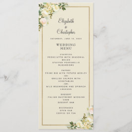 Elegante Floral Wedding Rose Gold Frame Eggshell Menükarte