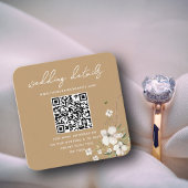 Elegante Floral Wedding Website QR Code Foto UAWG Begleitkarte